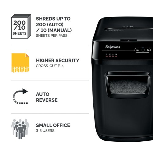 Fellowes AutoMax 200C Cross-Cut Shredder 4652901 - Image 2