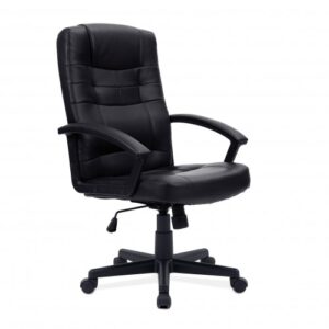 Shepstone High Back Leather Effect Executive Armchair with Integral Headrest Black