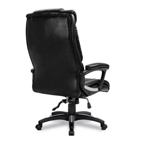 Tinley Oversized High Back Deep Panel Leather Effect Executive Chair with Integral Headrest Black - Image 2