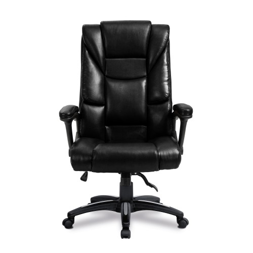 Tinley Oversized High Back Deep Panel Leather Effect Executive Chair with Integral Headrest Black - Image 4