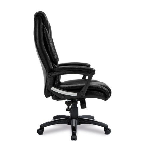 Tinley Oversized High Back Deep Panel Leather Effect Executive Chair with Integral Headrest Black - Image 3