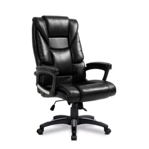 Tinley Oversized High Back Deep Panel Leather Effect Executive Chair with Integral Headrest Black