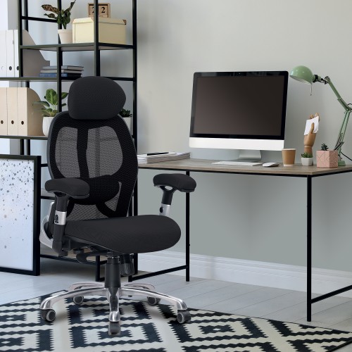 Willard Ergonomic Luxury High Back Executive Mesh Chair with Chrome Base Adjustable Arms Certified for 24 Hour Use Black - Image 4