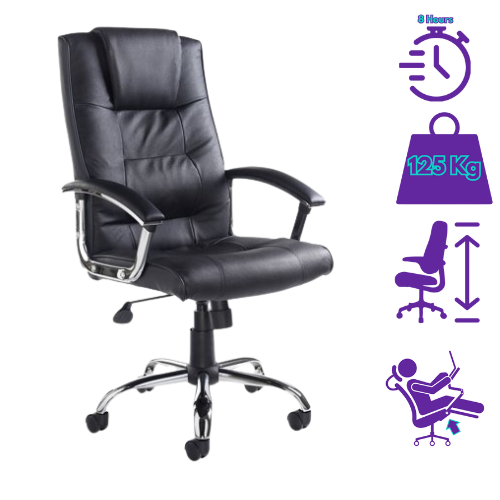 Somerset high back managers chair - black leather faced - Image 4
