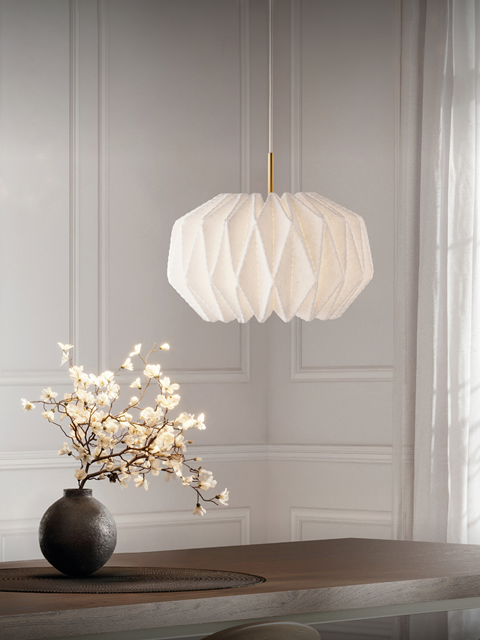 Pendant | Softly PleatedI |Round M | Brass fit - Image 2